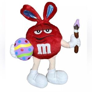 Galerie Easter Red M&M w/ Bunny Ears Egg & Paint Brush Plush Posable Bendable